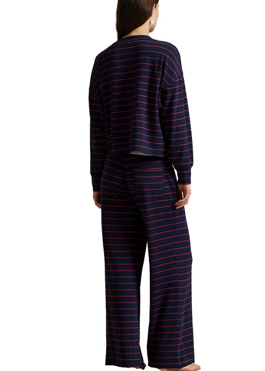 Polo Ralph Lauren Crew Neck Wide Leg Pant Set Hunter Navy