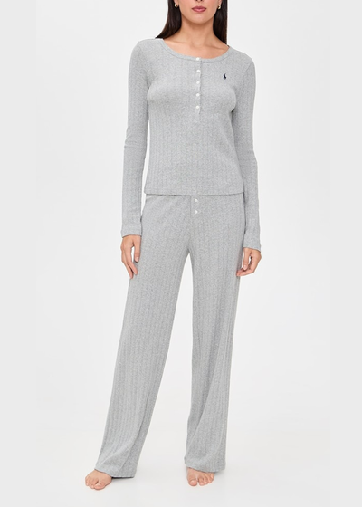 Polo Ralph Lauren Henley Wide Leg Sleep Set Heather Grey