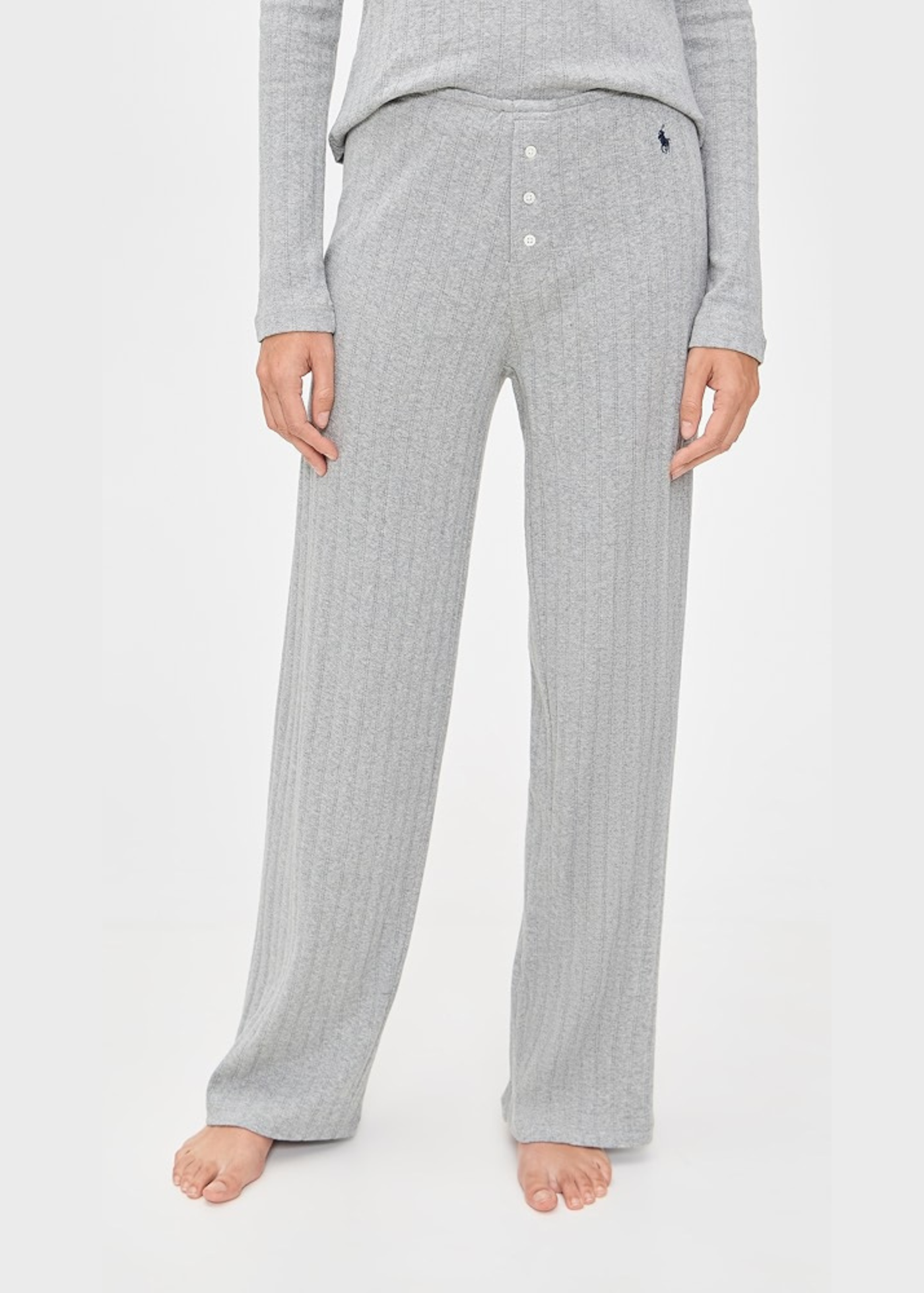 Polo Ralph Lauren Henley Wide Leg Sleep Set Heather Grey