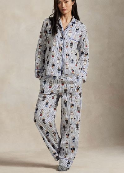 Polo Ralph Lauren Madison PJ Set Allover Bear Snowfall Blue