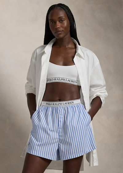 Polo Ralph Lauren Stripe Boxer w/ Logo Elastic White Cloud Hydrangea
