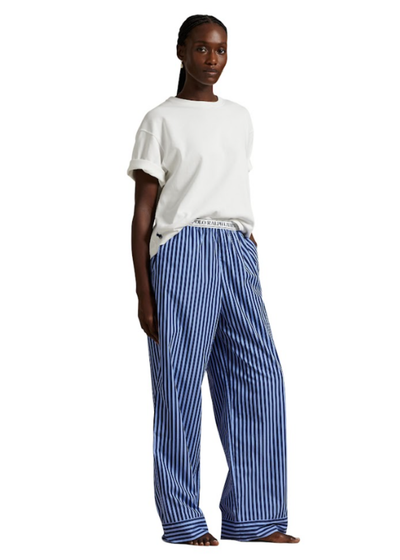 Polo Ralph Lauren Stripe Pant W/Logo Elastic Chambray Blue Navy