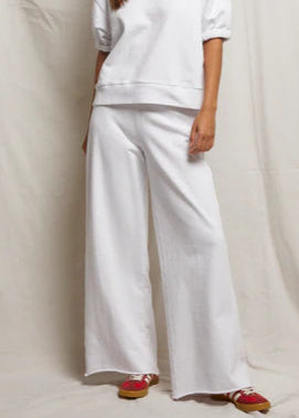 PWT French Terry Wide Leg Pant White