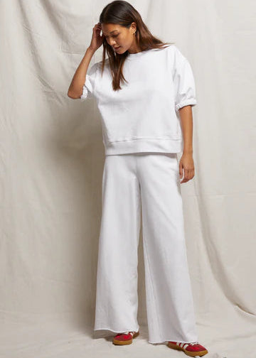 PWT French Terry Wide Leg Pant White
