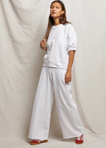 PWT French Terry Wide Leg Pant White
