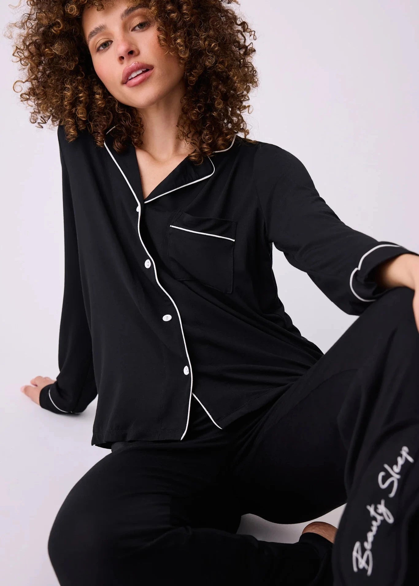Pj Salvage Modal Basic Pj Set W/ Eyemask Black