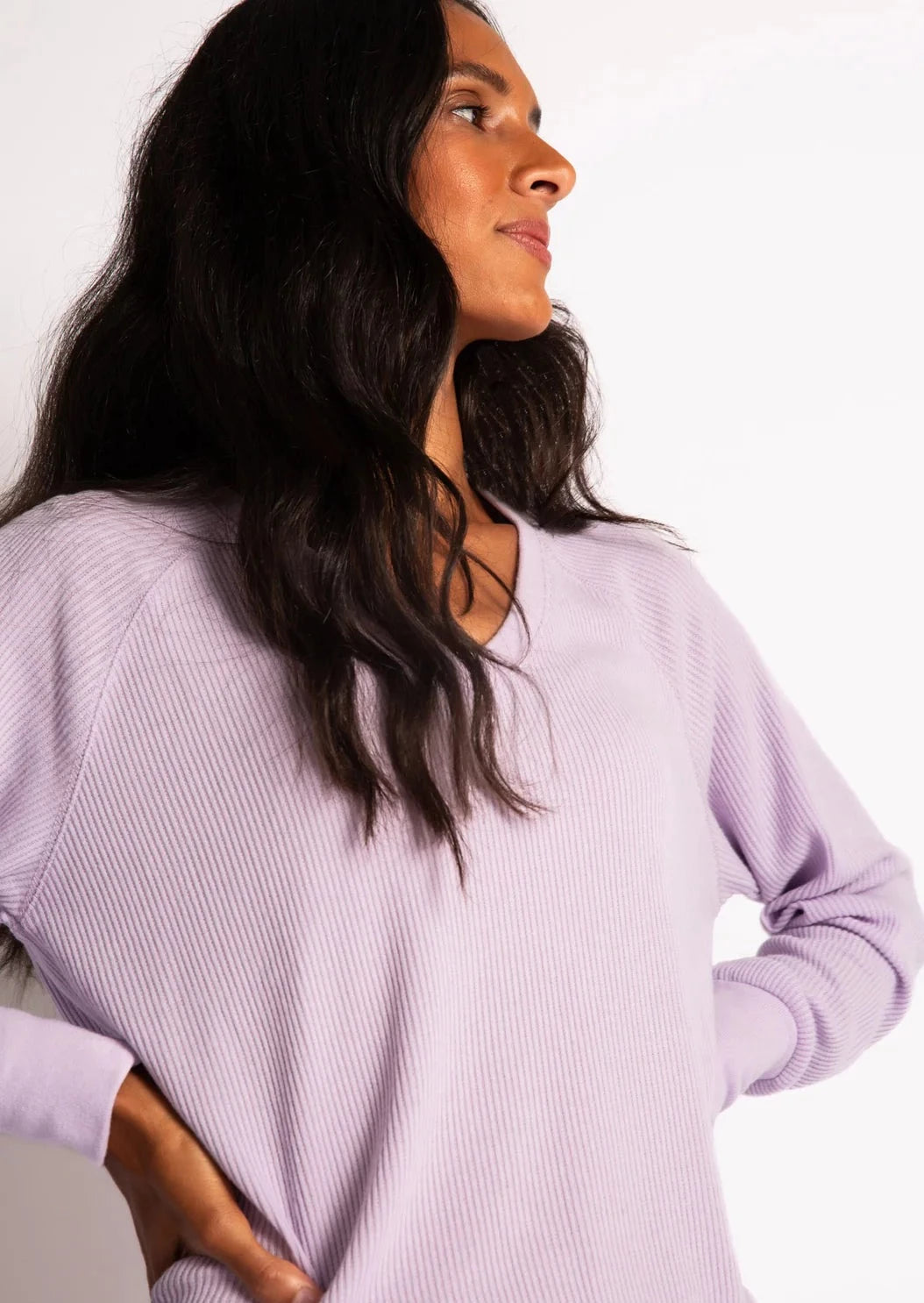 PJ Salvage Textured Essentials L/S Top - Lavender