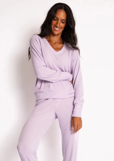 PJ Salvage Textured Essentials L/S Top - Lavender