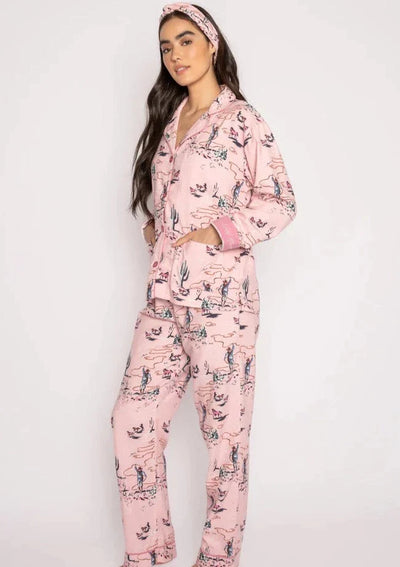 PJ Salvage Flannel Cowboy Pj Set - Pink Mist