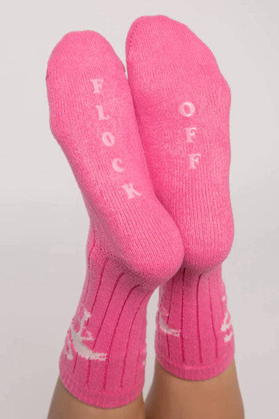 PJ Salvage Mid Length Cozy Socks - Pink Flamingo