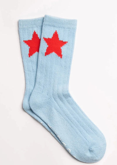 PJ Salvage Mid Length Cozy Socks - Blue Star