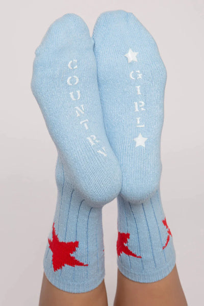 PJ Salvage Mid Length Cozy Socks - Blue Star