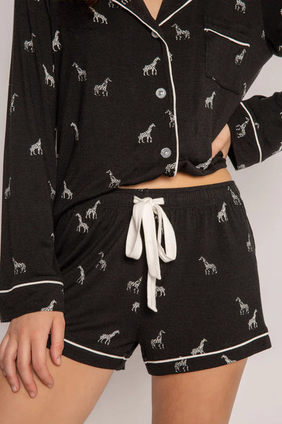 PJ Salvage Giraffe Manor Short Pj Set - Black