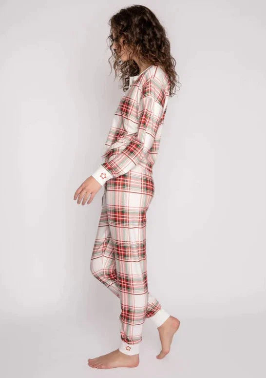 PJ Salvage Joyful Spirits Plaid Pj Set - Ivory