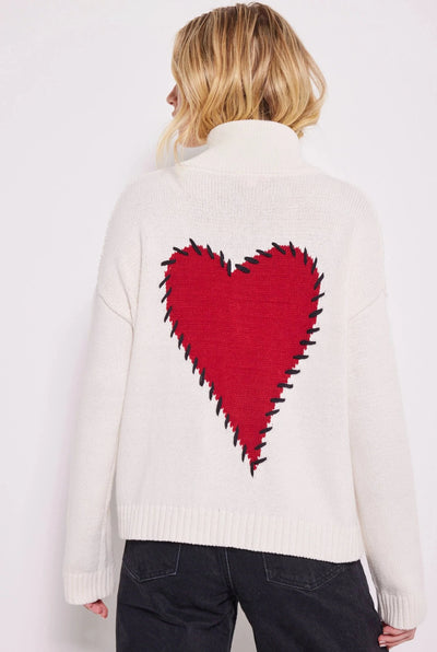 Lisa Todd Heart Back Double Zip Sweater - Cream