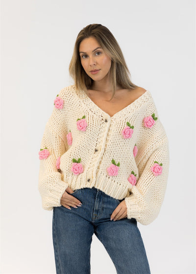 Lyla & Luxe Rosie Chunky Cardigan Off White