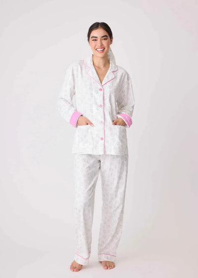 Pj Salvage Flannels Pj Set Ivory Peace & Love