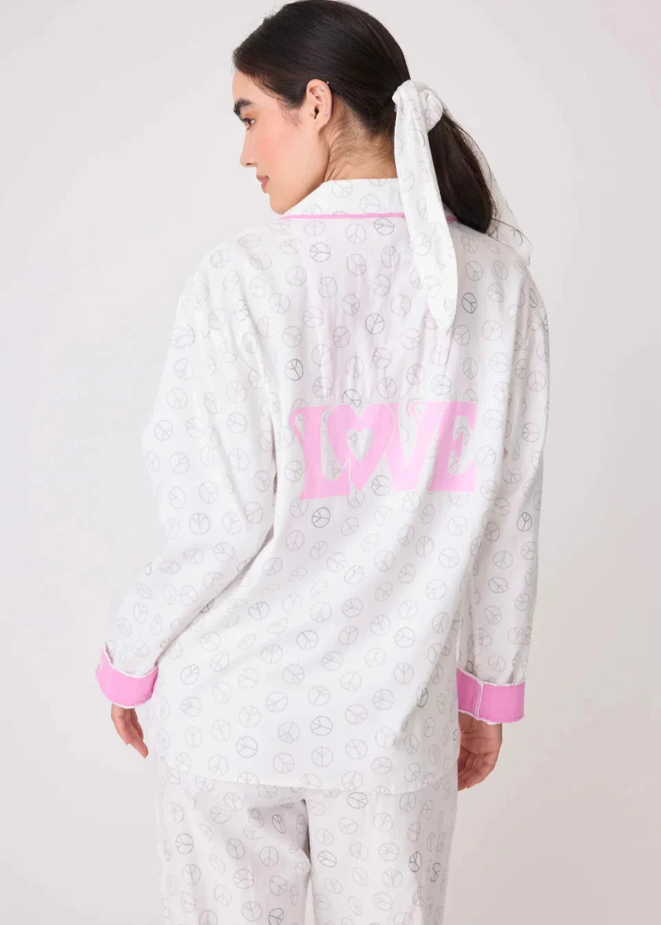 Pj Salvage Flannels Pj Set Ivory Peace & Love