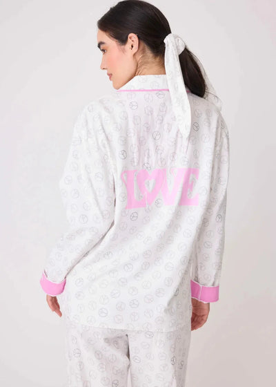 Pj Salvage Flannels Pj Set Ivory Peace & Love
