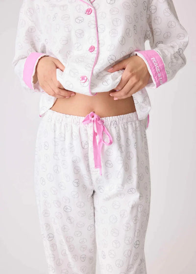 Pj Salvage Flannels Pj Set Ivory Peace & Love