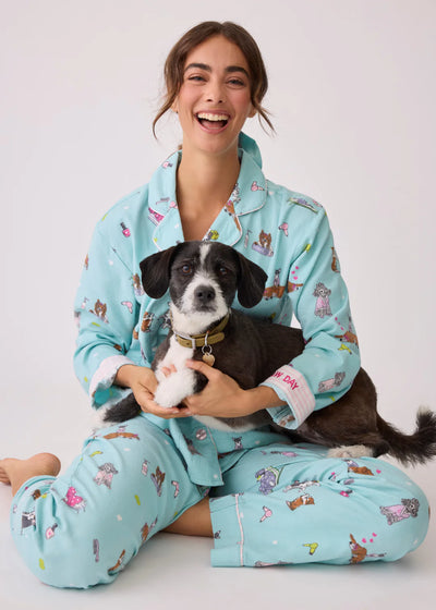 PJ Salvage Flannels Pj Set Mint Dogs
