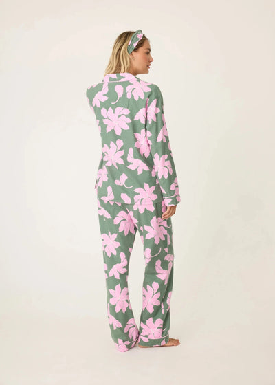 PJ Salvage Flannel Pj Set Olive Floral