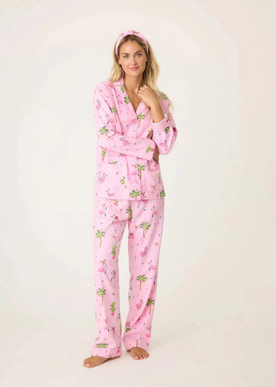 PJ Salvage Flannels Pj Set Pink Violet Flamingos