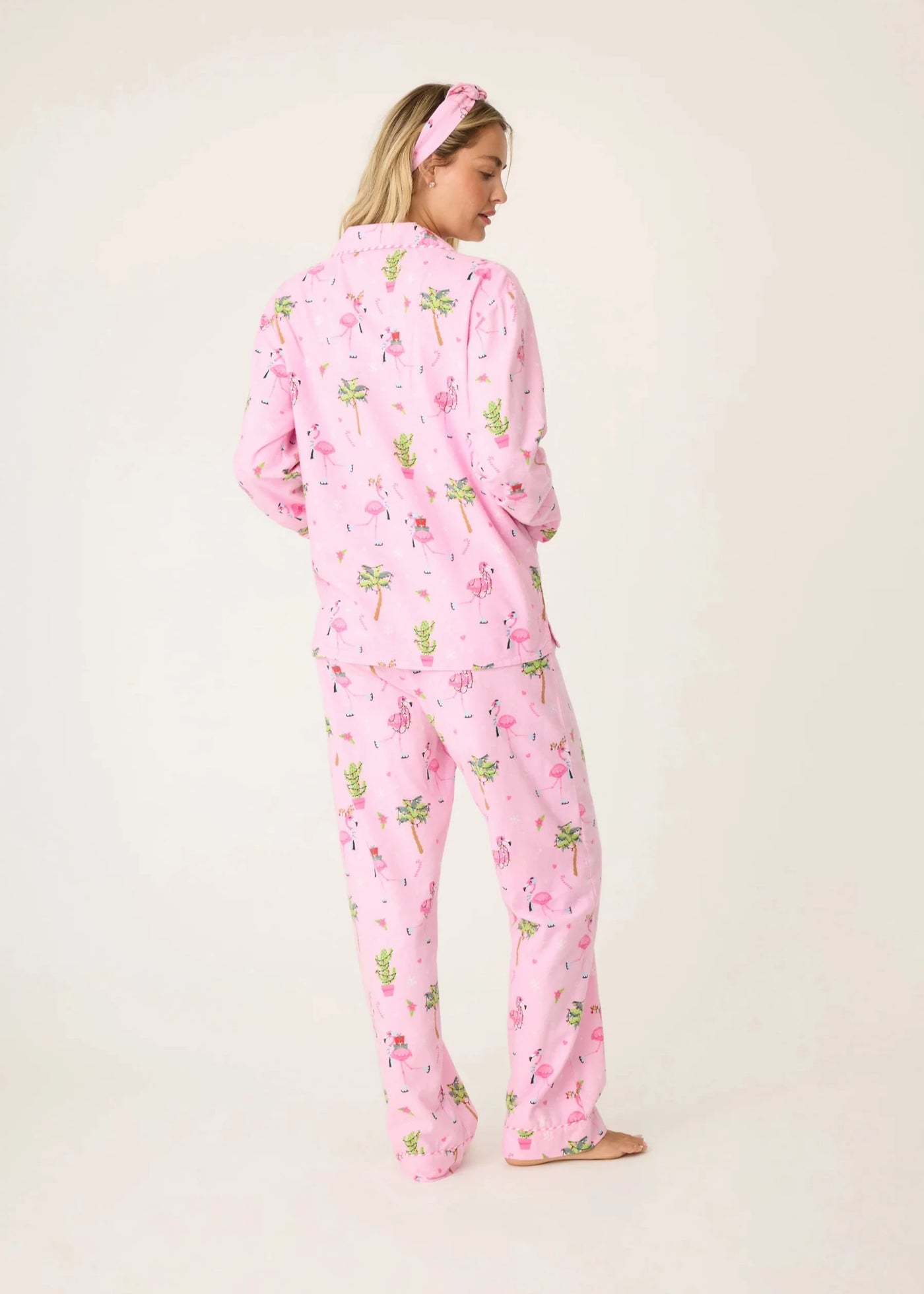 PJ Salvage Flannels Pj Set Pink Violet Flamingos