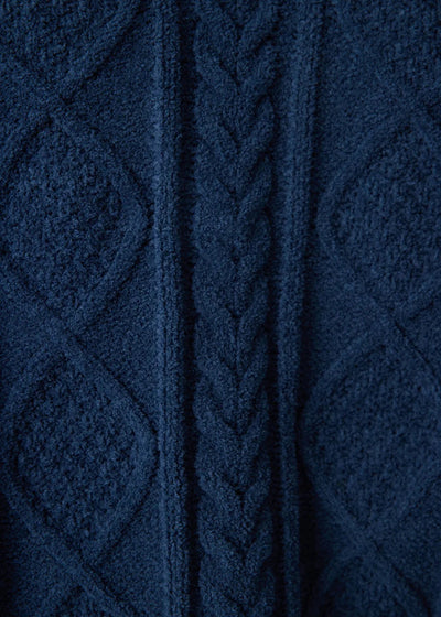 PJ Salvage Chenille Cozy Cable Lounge V-neck Sweater Midnight