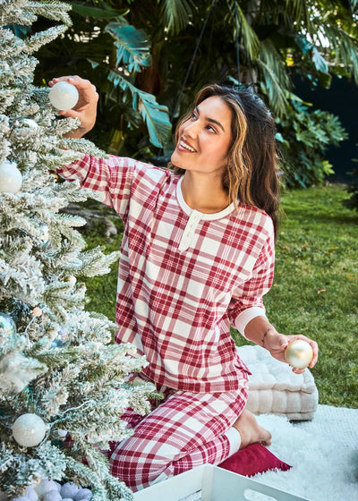 Pj Salvage Full Of Holiday Spirit Pj Set - Plaid Velour