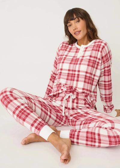 Pj Salvage Full Of Holiday Spirit Pj Set - Plaid Velour