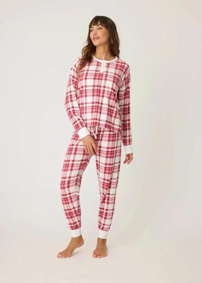 Pj Salvage Full Of Holiday Spirit Pj Set - Plaid Velour