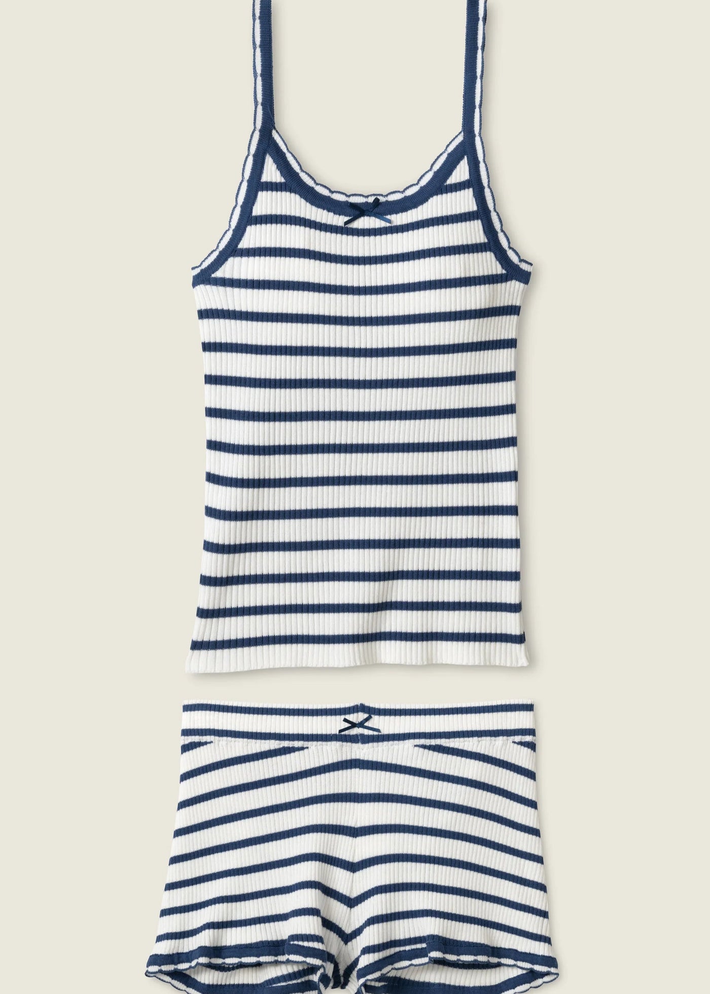 Pj Salvage Seaside Ribbed Striped Short Set Navy