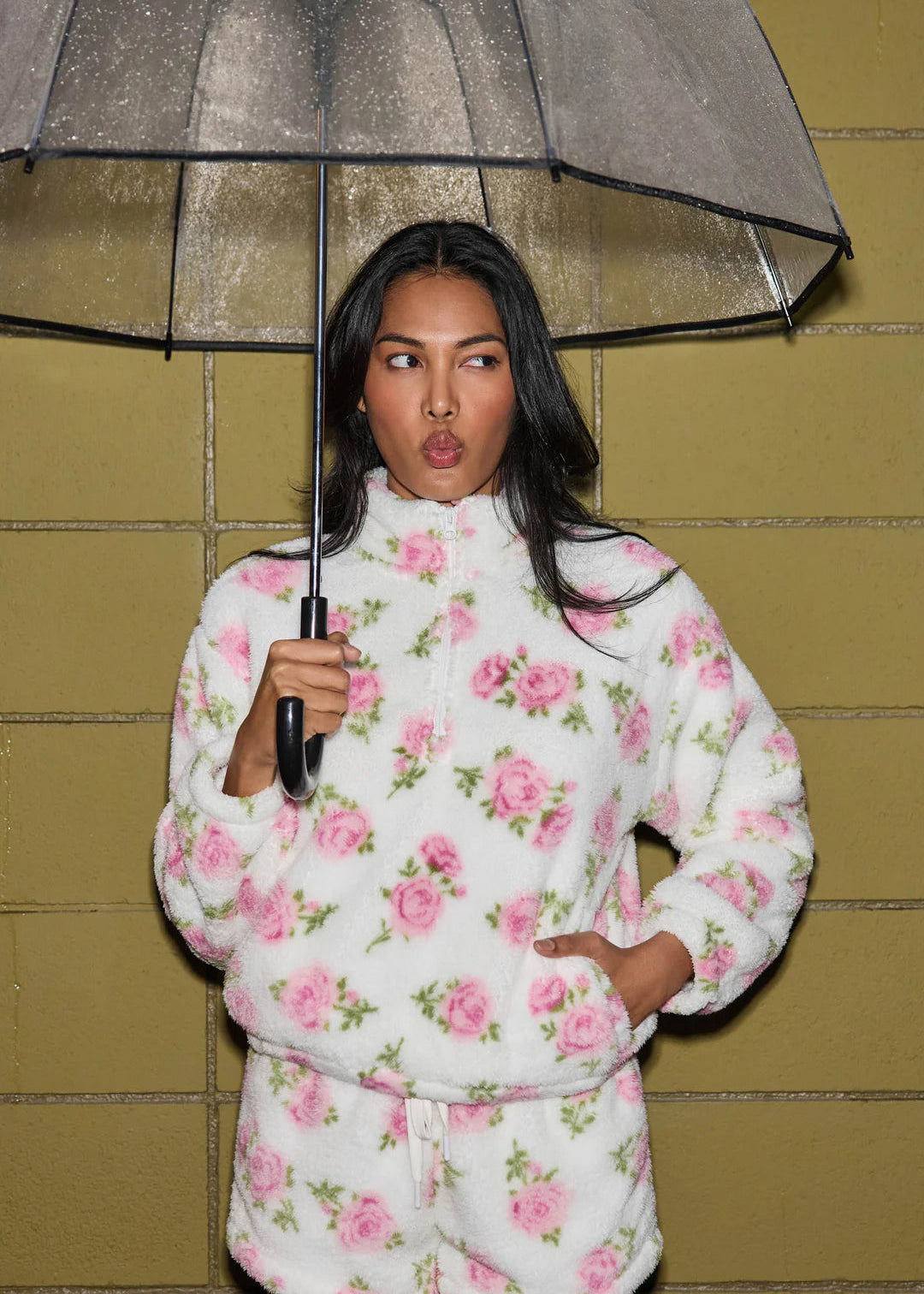 PJ Salvage Let’s Get Cozy Floral Print Jacket Ivory