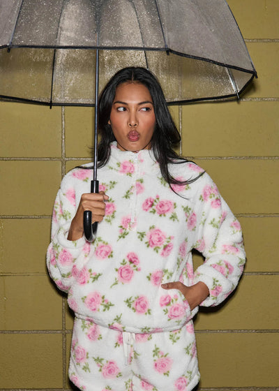 PJ Salvage Let’s Get Cozy Floral Print Jacket Ivory