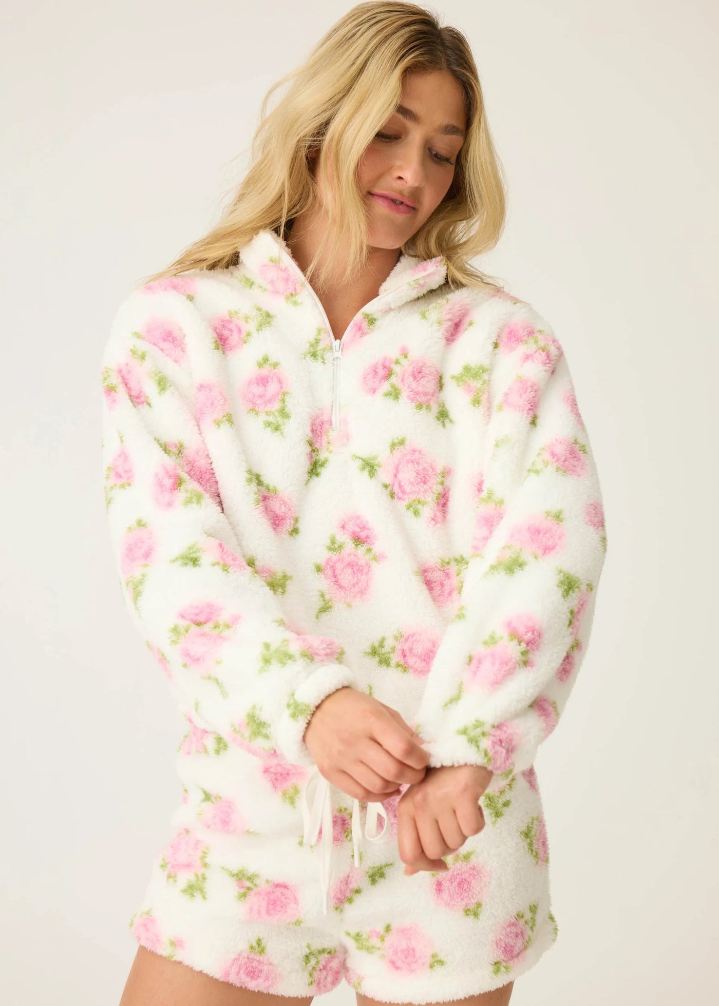 PJ Salvage Let’s Get Cozy Floral Print Jacket Ivory