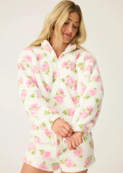 PJ Salvage Let’s Get Cozy Floral Print Jacket Ivory