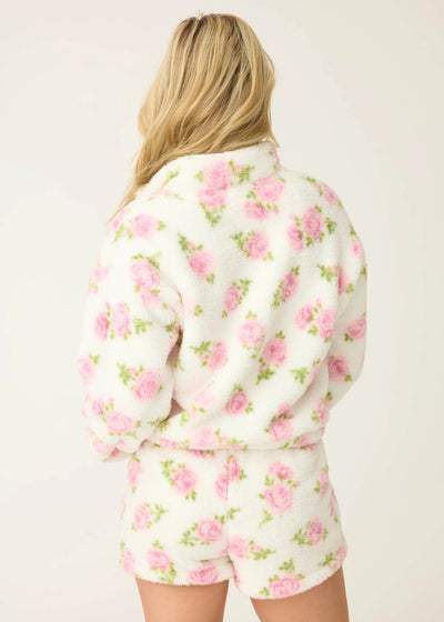 PJ Salvage Let’s Get Cozy Floral Print Jacket Ivory