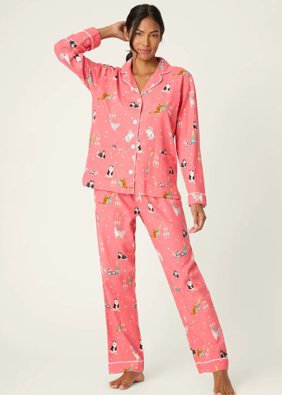 PJ Salvage Let’s Get Fizzical Flannel PJ Set Dark Coral