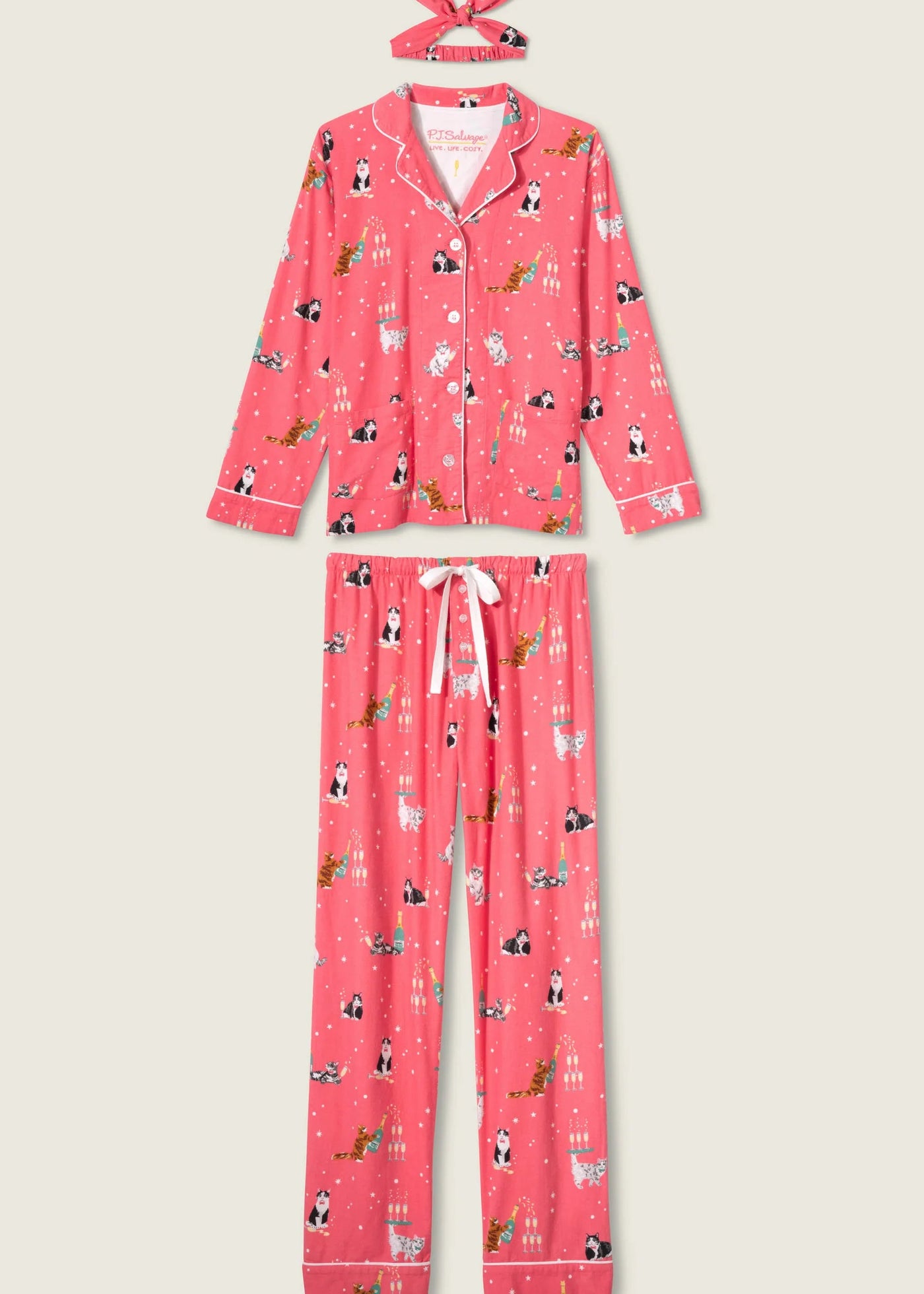 PJ Salvage Let’s Get Fizzical Flannel PJ Set Dark Coral
