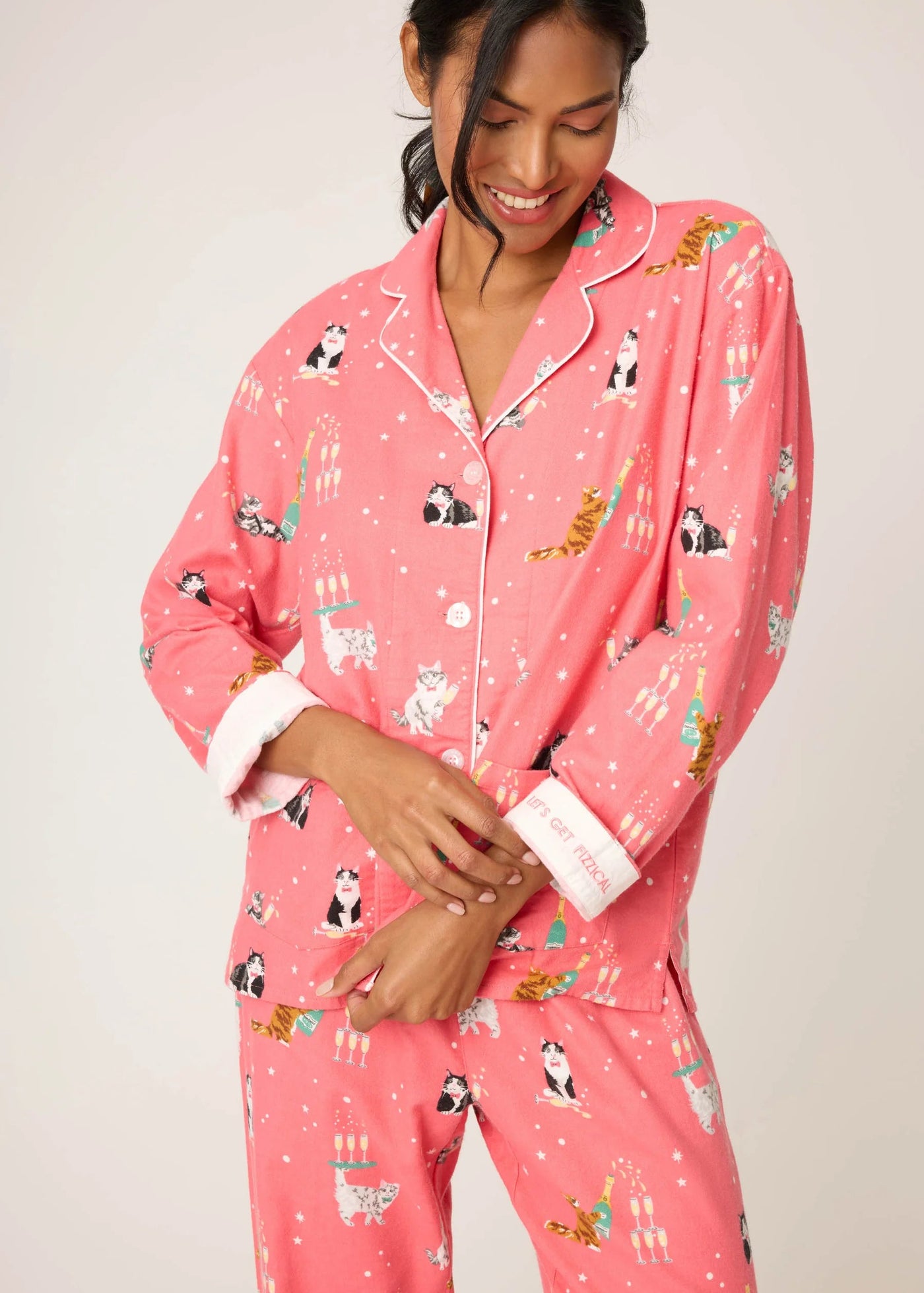 PJ Salvage Let’s Get Fizzical Flannel PJ Set Dark Coral