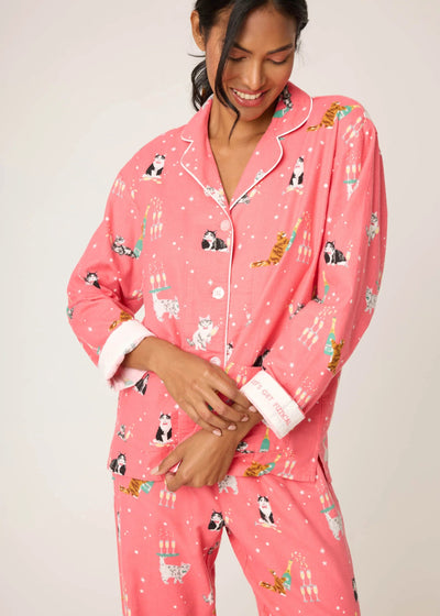 PJ Salvage Let’s Get Fizzical Flannel PJ Set Dark Coral