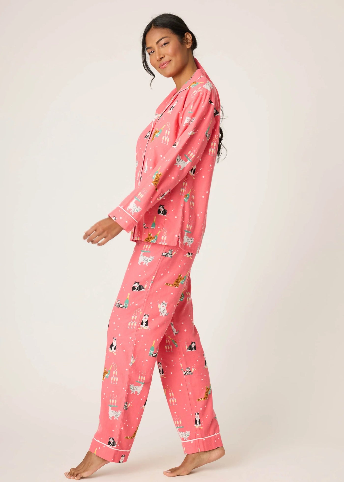 PJ Salvage Let’s Get Fizzical Flannel PJ Set Dark Coral