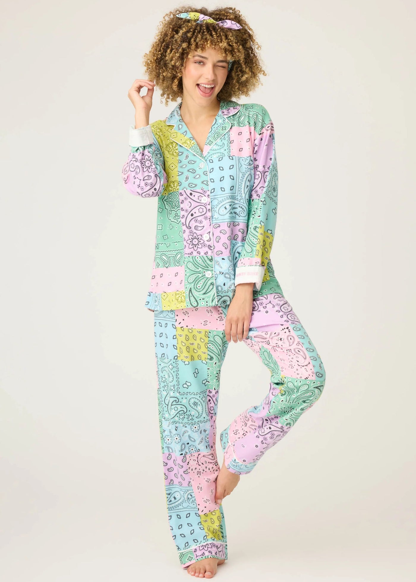 PJ Salvage Howdy Honey Paisley Print Flannel PJ Set Multi