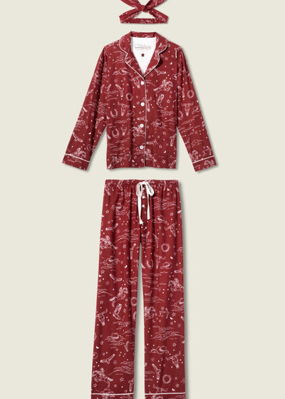 PJ Salvage Hold Your Horses Western Print Flannel PJ Set