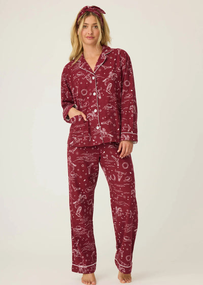 PJ Salvage Hold Your Horses Western Print Flannel PJ Set