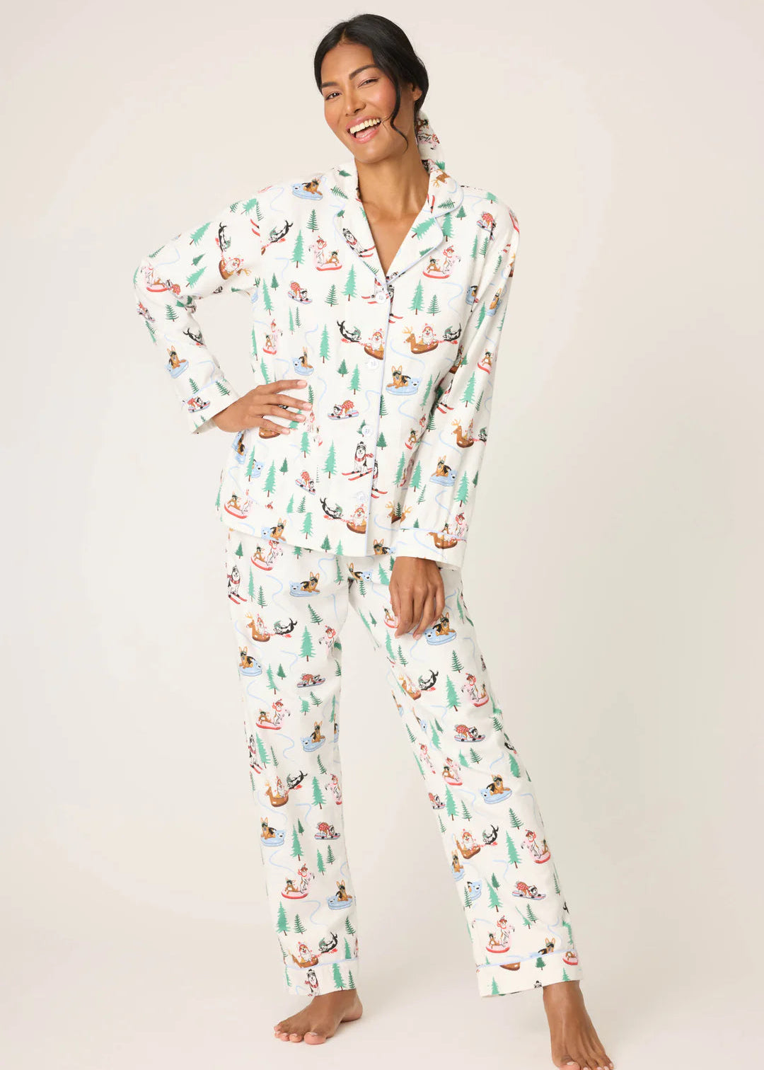 PJ Salvage Sleigh All Day Flannel PJ Set White