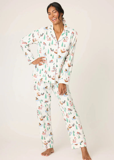 PJ Salvage Sleigh All Day Flannel PJ Set White