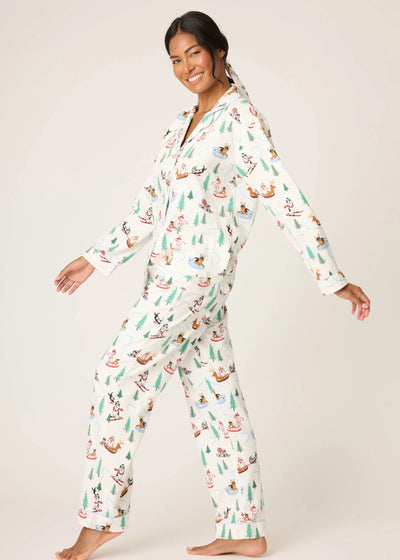 PJ Salvage Sleigh All Day Flannel PJ Set White