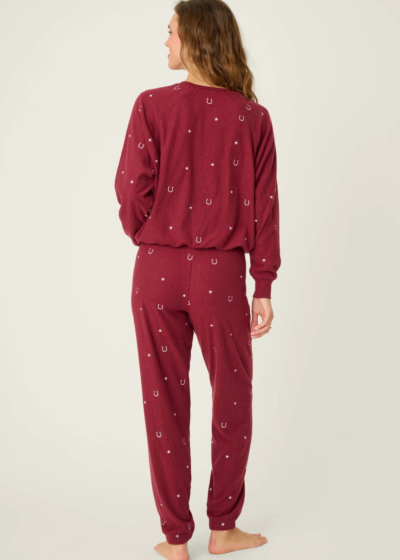 PJ Salvage Hold Your Horses Horseshoe Embroidered Fleece Lounge Set